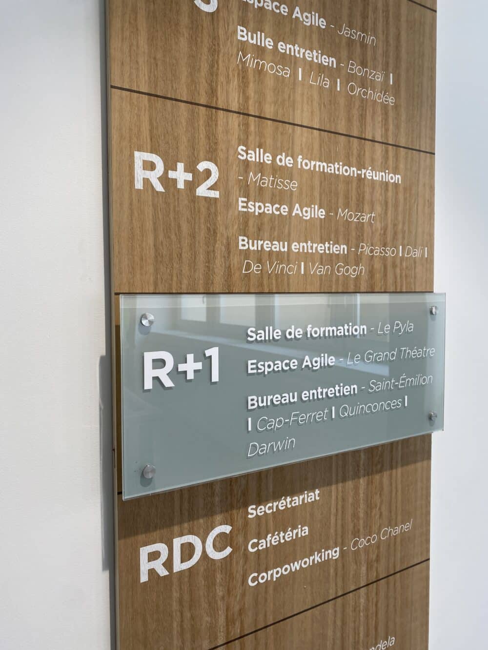 plaque professionnelle plexiglass et bois